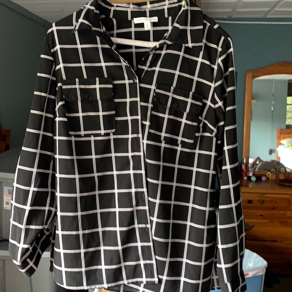 Black Checkered Button Down